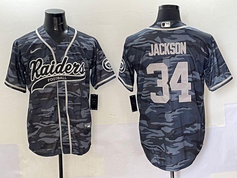 Men 2025 Oakland Raiders 34 Jackson Camo Joint Name Nike Limited NFL Jersey style 1